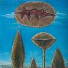 Ülo Sooster, Sartre, 1961, Compensato, colore a olio, colla, sabbia