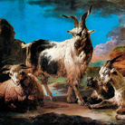 Rosa da Tivoli (1657 - 1706), Capre nel paesaggio, Olio su tela, 197 x 132 cm, Collezione privata