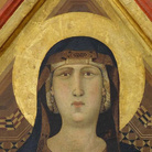 Ambrogio Lorenzetti, Madonna col Bambino in trono, 1319, Tempera e oro su tavola, 78 x 148.5 cm, Dalla chiesa di San Michele Arcangelo a Vico l’Abate San Casciano Val di Pesa (Firenze), Museo di Arte Sacra “Giuliano Ghelli”