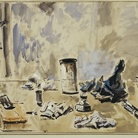 Filippo De Pisis, Natura morta con ragnatele, 1951, olio su tela, cm 60x90. Galleria d'arte moderna di Palazzo Pitti, acquistato alla IV° Mostra Nazionale del Premio Fiorino, Galleria Accademia, Firenze 1953.