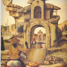 Ercole De' Roberti, I miracoli di San Vincenzo Ferrer (particolare) - Predella della Pala Griffoni, 1473. Tempera su tavola, 30x215 cm. Musei Vaticani, Città del Vaticano