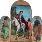 Cima Da Conegliano, Trittico di Navolè (San Martino e il povero, San Giovanni Battista, San Pietro), tempera e olio su tavola di pioppo, 1510 ca., Vittorio Veneto, Museo Diocesano di Arte Sacra “Albino Luciani”