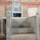 1077 | Un nuovo ordinamentoPer concessione dell'imperatore Enrico IV, si costituisce il Principato Ecclesiastico di Aquileia.| La cattedra patriarcale, con decorazioni tipiche del IX secolo, Aquileia, Basilica Patriarcale di Santa Maria Assunta | Foto: © Gianluca Baronchelli