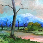 Paolo Salvati, Strada di campagna, 1988. Olio su tavola, cm 24,3 x 30,5