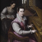 Lavinia Fontana, Autoritratto alla spinetta con la fantesca, 1577, Olio su tela, 23.8 x 27 cm
