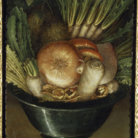 Arcimboldo, Ciotola di Ortaggi (lato B), Museo Civico Ala Ponzone di Cremona. Olio su tavola cm 35,8 x 24,2