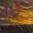 Plinio Nomellini, Allegoria della Vittoria sull’esercito in marcia. Olio su tela, 510x510 mm.
