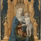 Antonio Vivarini, Madonna in trono con Gesù Bambino, 1443 ca., Tempera su tavola, 149 x 67 cm, Padova, Chiesa di San Tomaso Becket (in deposito al Museo Diocesano) | Diocesi di Padova, Ufficio beni culturali, Archivio fotografico | Foto di Mauro Magliani