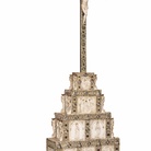 Crocifisso con Calvario, Ceylon, Kotte, fine XVII secolo. Legno tropicale, avorio parzialmente dipinto, vetri colorati, cristallo, velluto, lacca, metallo dorato, argento, gemme rosse (spinelli), miniature. Lisbona, Collezione privata 