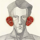 Jan Fabre, Mouth-Eye-Ear Doctor (Will Doctor Fabre cure you?) (Mond-Oog-Oor-Arts), 1980, matita HB su carta ed elementi aggiunti, cm 39x46. Roma, Collezione Alessandra e Paolo Barillari