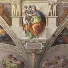 Michelangelo Buonarroti, Cappella Sistina, la Sibilla Delfica dopo l’installazione del nuovo impianto di illuminazione. Foto Boutique Creativa © Governatorato SCV – Direzione dei Musei