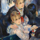 Pierre Auguste Renoir (1841 - 1919), Bal du moulin de la Galette, Dettaglio delle due ragazze in primo piano, 1876, Olio su tela, 131 x 175 cm, Parigi Mus&eacute;e d'Orsay | Foto: Sailko (Own work) via Wikimedia Creative Commons