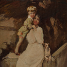 Lino Selvatico, Maternità (Bozzetto per ritratto), 1917 ca, Olio su tela, 68 x 50 cm, Collezione privata | 