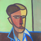 Tancredi Parmeggiani, Senza titolo (Autoritratto), 1948, Tempera su carta da spolvero, 46.5 x 62 cm, Collezione Facchin, Feltre