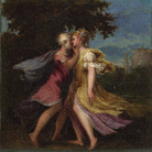 Andrea Schiavone, Incontro tra un uomo e una donna, 1550 - ca. Olio su tela, cm 27 x 27,3. Londra, The National Gallery