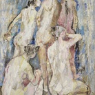 Fausto Pirandello, Bagnanti di schiena, 1955 ca. Olio su cartone, cm 101,5 x 69, Collezione privata 
