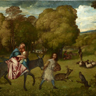 Tiziano Vecellio (Attribuito) (1490 - 1576), Fuga in Egitto, 1509, Olio su tela, 206 x 336 cm, San Pietroburgo, Museo Statale Ermitage