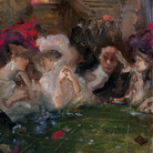 Pompeo Mariani, I sistemisti della roulette, 1910. Olio su cartone, 36 x 26 cm