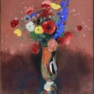Odilon Redon (Bordeaux, 1840 ‐ Parigi, 1916), Bouquet de fleurs des champs dans un vase à long col/ Mazzo di fiori di campo in un vaso a collo lungo, 1912 ca. Pastello su carta camoscio, cm 57 x 35. Parigi, Musée d'Orsay. © RMN ‐ Grand Palais (Musée d’Orsay)/Hervé Lewandowski