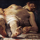 Annibale Carracci, Cristo morto e strumenti della Passione, 1583-1585, Olio su tela, 88.8 x 70.7 cm, Staatsgalerie Stuttgart