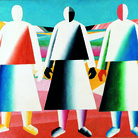 Kazimir Malevič, Ragazze in un campo, 1928-29. Olio su tela, 106 x 125 cm. Museo di Stato Russo, San Pietroburgo