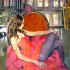 Geoffrey Humphries, Silvia in Studio, 2010, Olio su tela (Particolare), 70 x 100 cm | Courtesy of the Artist and The Osborne Studio Gallery, London
