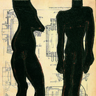Carol Rama, Sezioni A e B, 2001, Tecnica mista e tessuto su carta, 31 x 22.5 cm, Collezione privata | Courtesy of EXMA Cagliari e MACC Calasetta, 2016