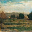 Vincenzo Cabianca, Maremma, 1857. Olio su tavola, 14,3 x 30,5 cm. Musei Civici di Pavia, Collezione Morone