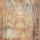 Antoni Gaudí, Chiesa della Colònia Güell, interno, 1908-10. Carboncino, acquerello e gouache su carta eliografica, mm 595 x 465. Collezione María del Carmen Gómez Navarro