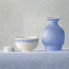 Xavier Valls, Nature morte en bleu, 1994, Huile sur toile, 22 x 27 cm |Courtesy &copy;️ Archives Xavier Valls 2026 - &copy;️ ADAGP 2026