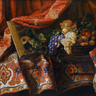 Francesco Noletti detto il Maltese, Cesto di frutta su tappeto, olio su tela, 91 x 110 cm. Collezione privata