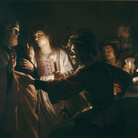 Gerrit van Honthorst - (Gherardo delle Notti) (Utrecht 1592 - 1656), Negazione di san Pietro, 1616-1617. Olio su tela. Rennes, Depot du Musée du Louvre au Musée des Beaux-Arts de Rennes