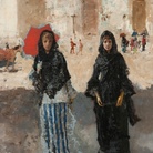 Mosè Bianchi, Uscita di chiesa, olio su tela, 83 x 64 cm