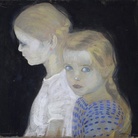 Felice Casorati, Le due bambine, 1912 . Tempera su cartone