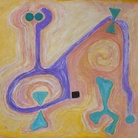 Gillo Dorfles, Doppia visione, 2010, acrilico su tela cm 90x100
