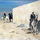 Giovanni Fattori, Piantoni. Il muro bianco (In vedetta), 1874 ca., Olio su tela, cm. 37x56, Fondazione Progetto Marzotto
