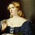 Palma il Vecchio, Giovane donna in abito blu con ventaglio. Kunsthistorisches Museum Wien, Gemäldegalerie. ©2014. DeAgostini Picture Library / Scala, Firenze