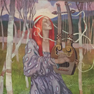 Paolo Antonio Paschetto, Ragazza con lira, 1908-1910, Olio su tela, 120 x 232 cm, Roma, Collezione privata