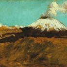 Giuseppe De Nittis, Paesaggio vesuviano con la neve, 1872, Olio su tavola, cm. 8,8x18,2 Collezione privata, Vicenza