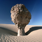 Una roccia a forma di fungo, singolare risultato dell’erosione eolica. Tassili Ahaggar, Algeria 1993