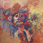 Tancredi Parmeggiani, Senza titolo (W la pittura astratta), 1960, Tempera su carta intelata 180 x 153 cm, Collezione privata, Milano