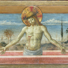 Benozzo Gozzoli, Pala di Santa Maria Maddalena. Madonna col Bambino e angeli tra i Santi Giovanni Battista, Maria Maddalena, Agostino e Marta, Predella con Cristo in pietà tra la Vergine e Giovanni Evangelista, Tempera e oro su tavola, Milano, Pinacoteca di Brera