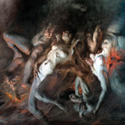 Victor Prouvé (Nancy, 1858 - Sétif, 1943), Il secondo cerchio. I lussuriosi, 1889, Olio su tela, 206 x 399 cm, Nancy, Musée des Beaux-Arts