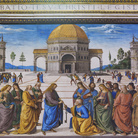 Perugino, Consegna delle Chiavi dopo l’installazione del nuovo impianto di illuminazione, Cappella Sistina. Foto Boutique Creativa © Governatorato SCV – Direzione dei Musei