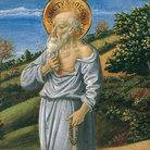 Benozzo Gozzoli, Pala di Santa Maria Maddalena. Madonna col Bambino e angeli tra i Santi Giovanni Battista, Maria Maddalena, Agostino e Marta, Predella con San Girolamo e Beato Bartolo, Tempera e oro su tavola, Madrid, Museo Thyssen-Bornemisza