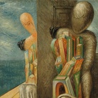 Museo del Novecento | Giorgio de Chirico, Manichini in riva al mare, 1926, Olio su tela, Collezione Intesa Sanpaolo. Il tema del manichino, divenuto archeologo o filosofo, è centrale nell’opera dell’artista a metà anni Venti, quando la sua pittura conosce un primo importante interesse negli Stati Uniti.