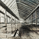 Domenico Marranchino, Capannone abbandonato, Roserio, Milano, 2016, Olio su tela, 210 x 145 cm