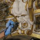 Galleria dei Carracci, Pulitura stucchi, particolare. Picture by Mauro Coen. Courtesy ufficio stampa ambasciata di Francia
