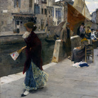 Ettore Tito, La fa la modella, olio su tela, 95 x 67 cm