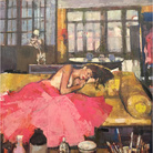 Geoffrey Humphries, Sleeping girl on opium bed, Olio su tela (Particolare), 100 x 10 cm, 2017 | Courtesy of the Artist and The Osborne Studio Gallery, London